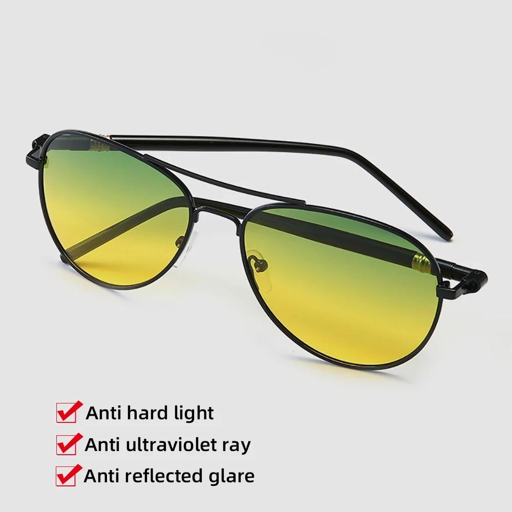 Herren Tag- und Nachtsichtbrille Edelstahl Aviation UV400 Polarisierte gelbe Linse Damen Autofahrer-Sonnenbrille Klassische Schutzbrille