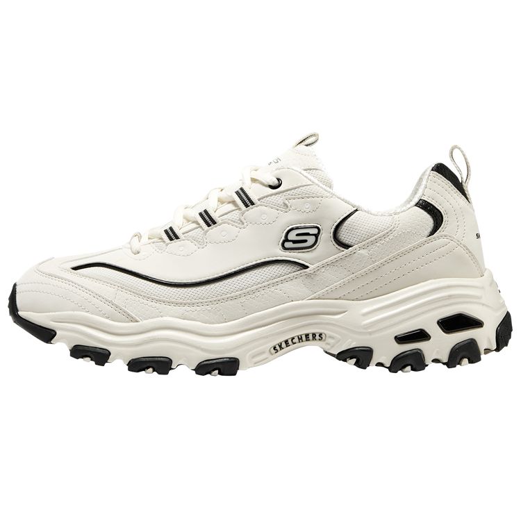 Skechers DLites 1.0 Fabric Synthetic Leather Lace-Up Retro Comfort Low-Top Dad Shoes Men sneaker Off-White 894191-NTBK 42