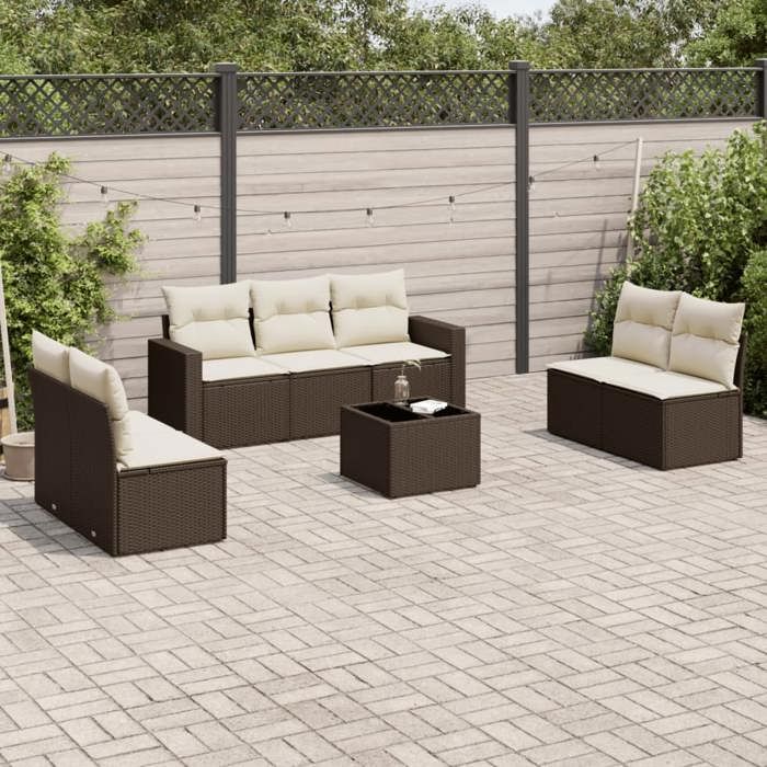 VidaXL Garden Lounge Set with Cushions 8 Pcs, Sofas with Adjustable Feet, Outdoor Furniture Set Patio Terrace, 3218833