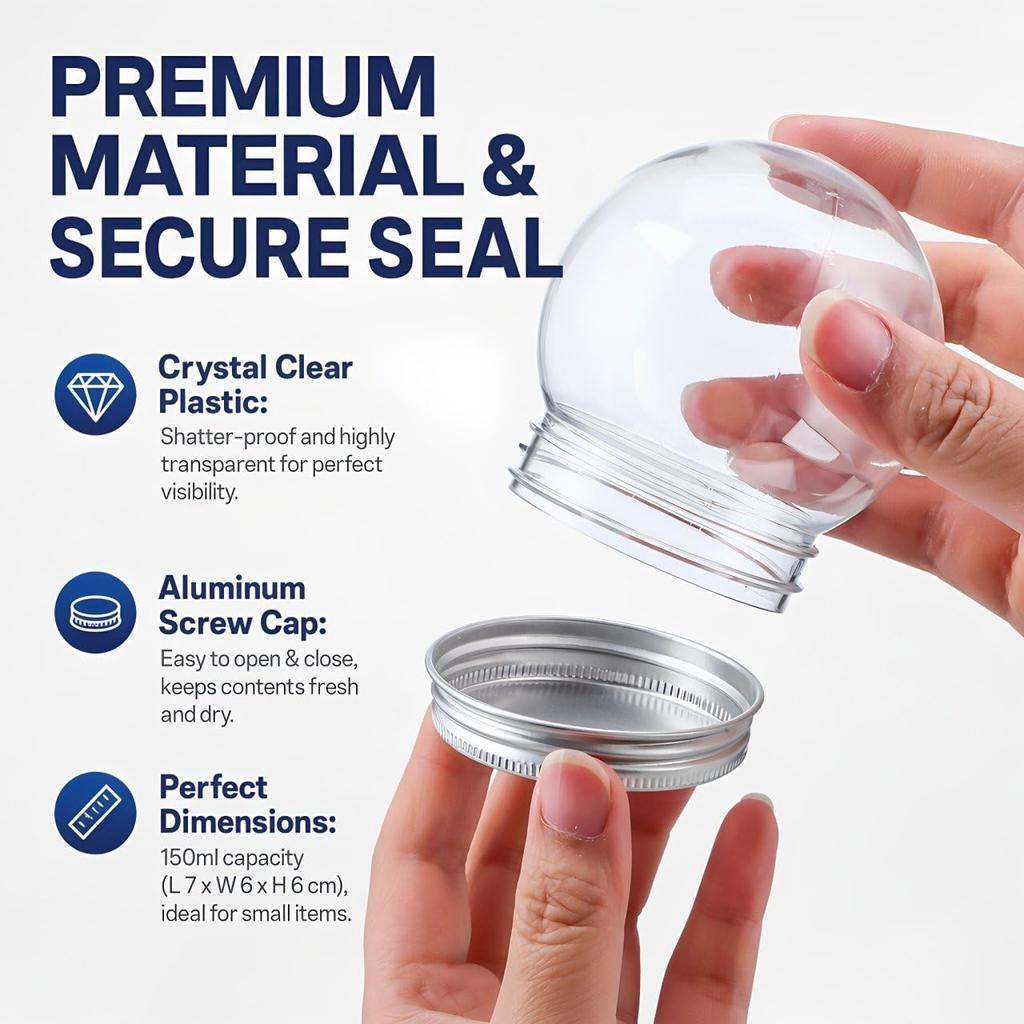 Sewacc Christmas Transparent Snow Globe DIY Set of Plastic Snow Globe Bottles Kit, 150ml, 10,