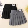 Teenage Girls Pleated Skirt Casual Grey School Skirt for Kids 2026 Spring Summer Simple Stylish Versatile A-line Short Skirt