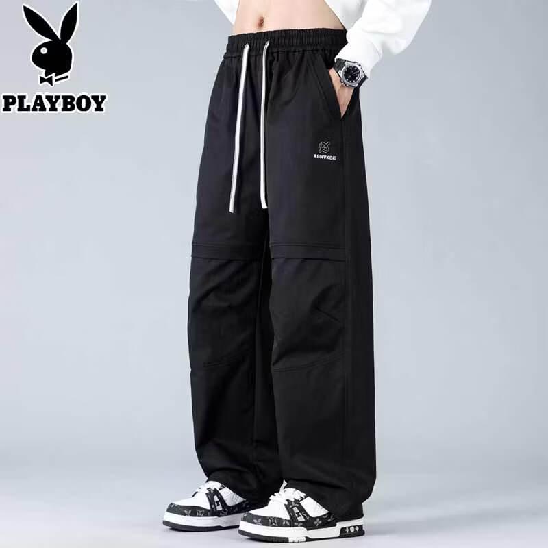 PLAYBOY Men's Loose Wide-Leg Cargo Pants