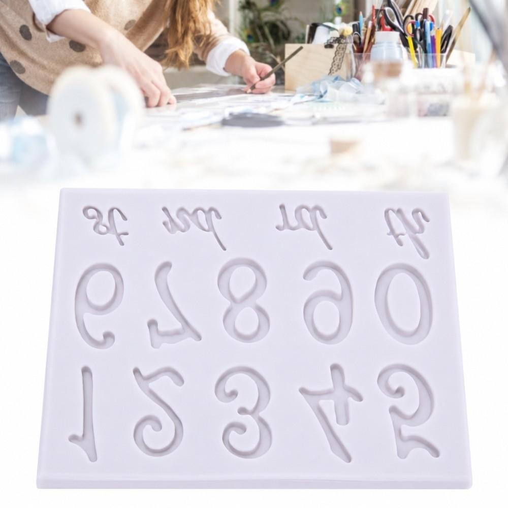 Letter Shape Fondant Baking Mold Silicone Clay Epoxy Resin Mold Number Letter Mold Cake Decoration