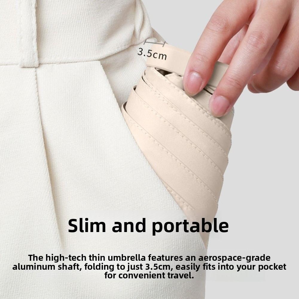 Mini Kapsel Sammenleggbar Paraply 6-Fold Lomme Parasoll Lett Solskjerm Utendørsaktiviteter