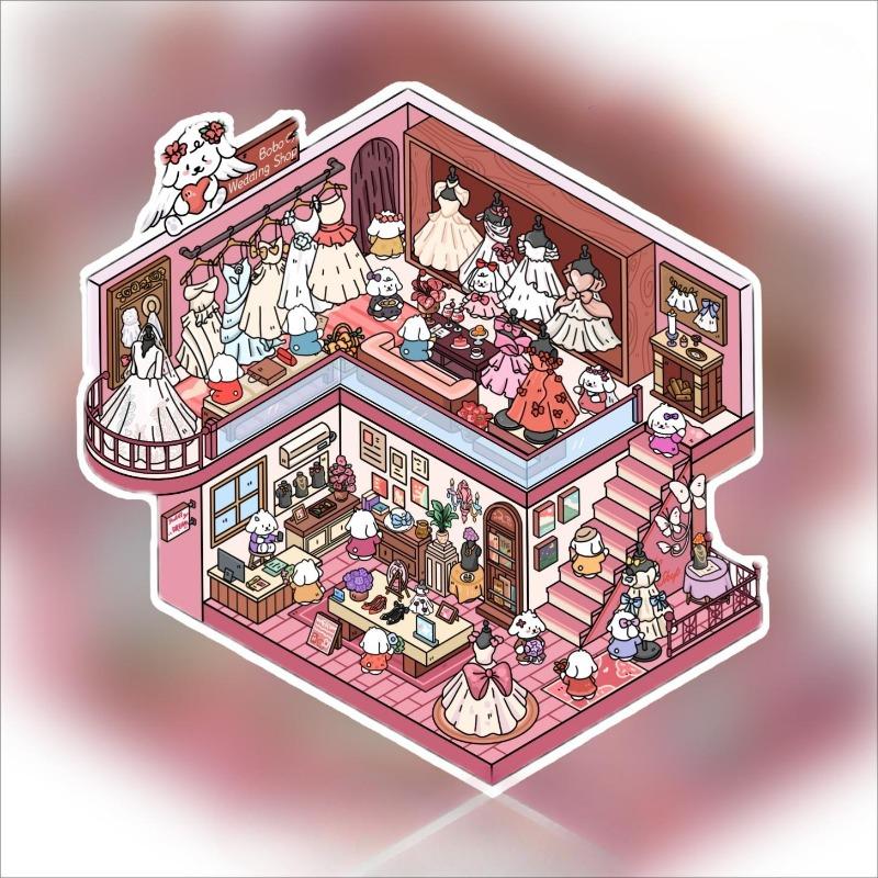 Cartoon Miniature Scene 3D Stickers Retro DIY  PET Landscape Stickers Decompression Korean Stationery Scrapbooking Posters