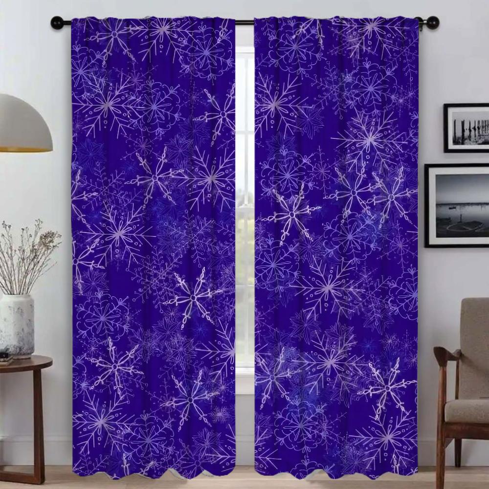 Blackout Curtains 2 Pieces Snowflake Window Curtain for Room 2 Panel Halloween Decoration Shades Tulle for Bedroom Partition