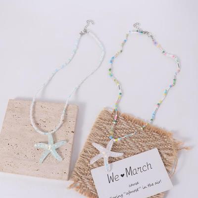 Summer Beads Necklace Beach Woman Choker Cute Starfish Necklace  Jewelry
