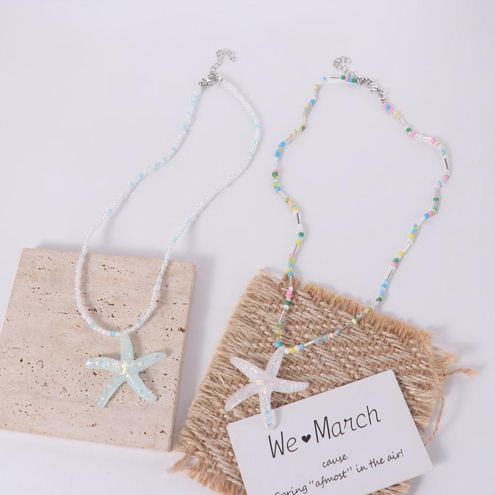 Beach Starfish Necklace Summer Woman Choker New Beads Necklace  Gift