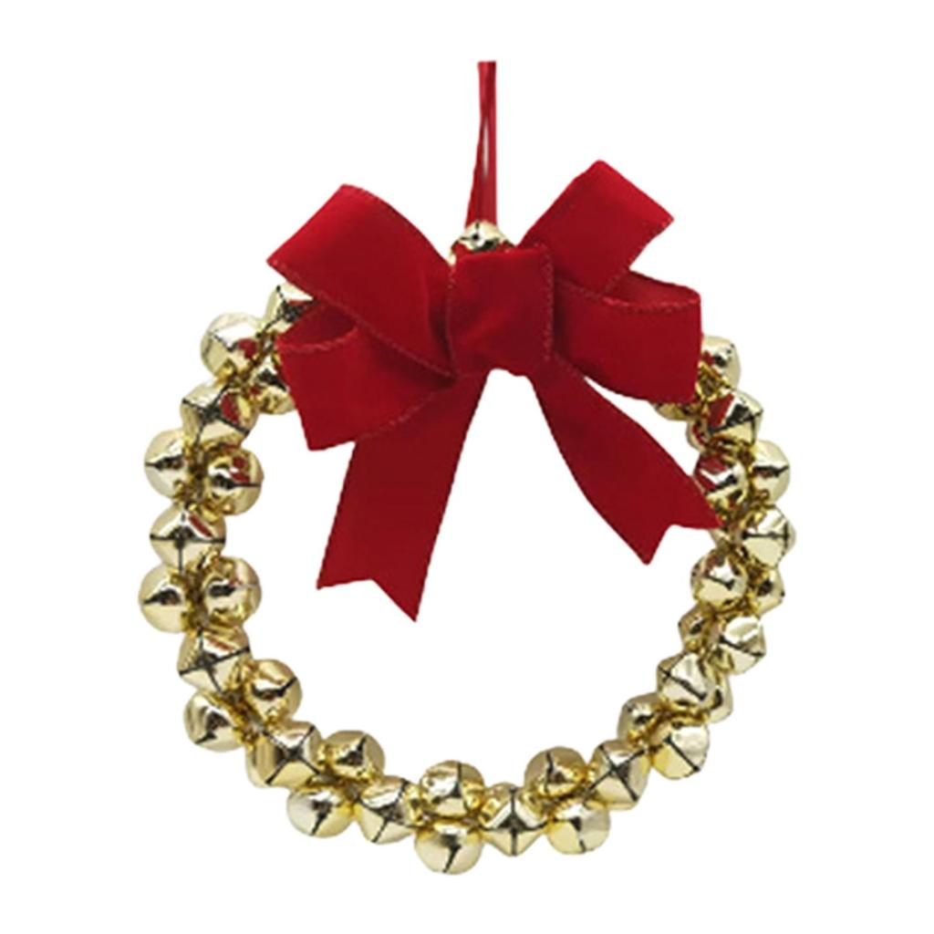 Christmas Bell Wreath with Bowknot Decorative Gift Hanging Decor Christmas Decoration Xmas Wreath for Outdoor Window Holiday