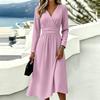 Women's Color V-Neck Short Sleeve Casual Dress for Everyday Wear