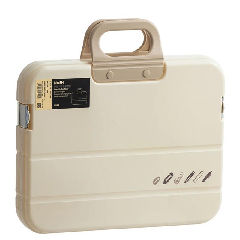 A4 Plastic File Folder With Lock Handle Portable Box File Waterproof Filing Supplies Pencil Case Multi-Purpose Document Bag