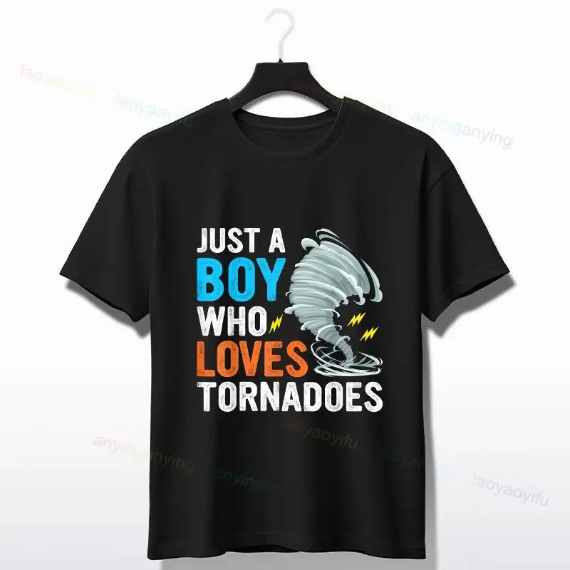 Loves Tornadoes Storm Chaser Graphic Tee Boys Pure Cotton Round Neck Tshirt Casual Short Sleeve S