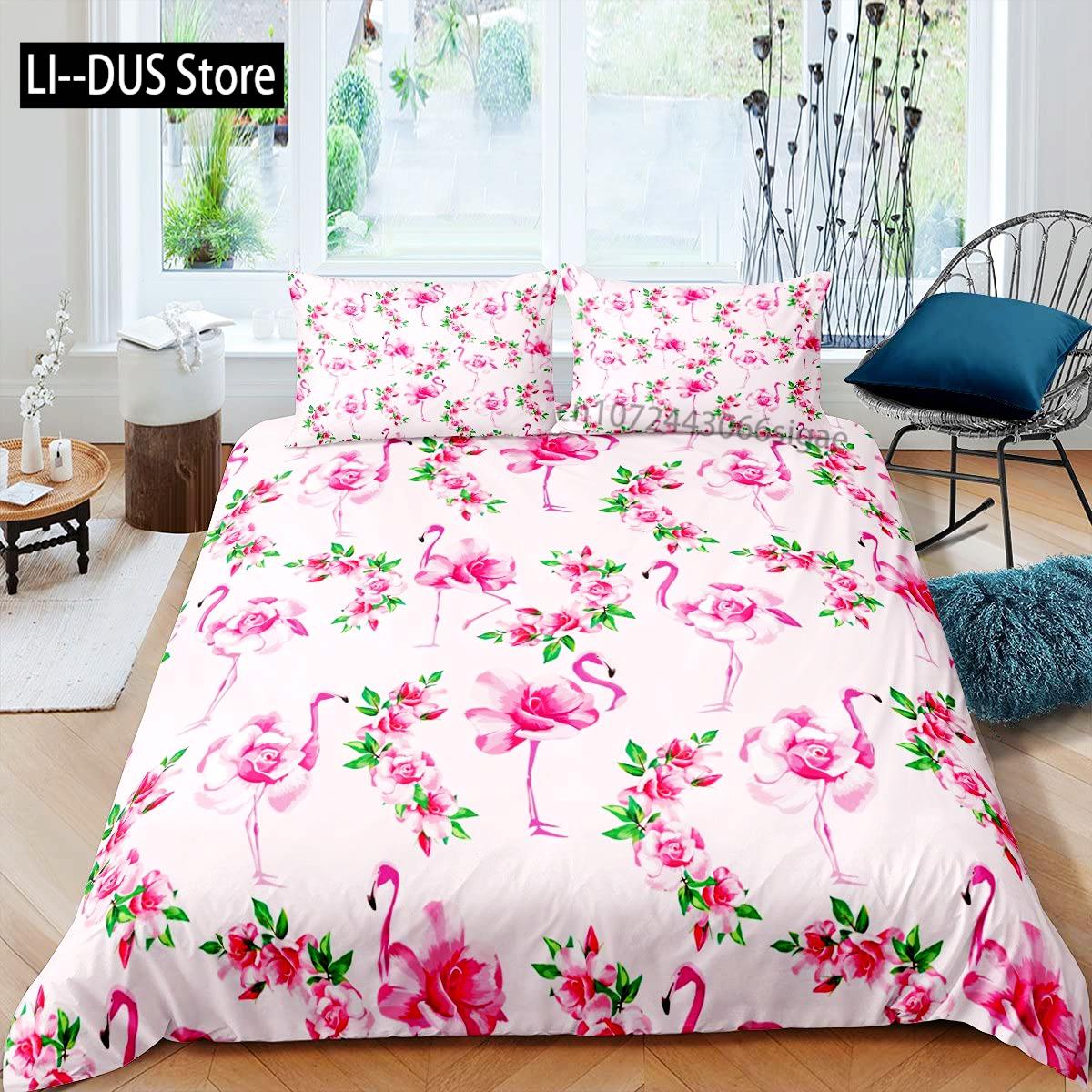 

Comforter Flamingo Queen Size Tropical Flamingo Pattern Bedding Set For Kids Boys Girl 1 2 S 3 Piece Comforter (quilt)-EU Single(135*200cm)3pcs