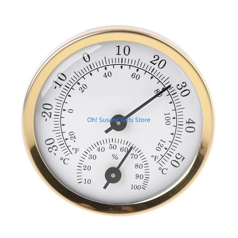 090D 2 in 1 Hygrometer/Thermometer Analog Temperature Gauge 58mm Diameter золотой