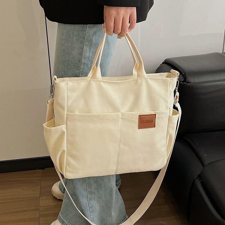 Canvas Tote Bag With Zipper Closure For Daily Commute And Casual Use