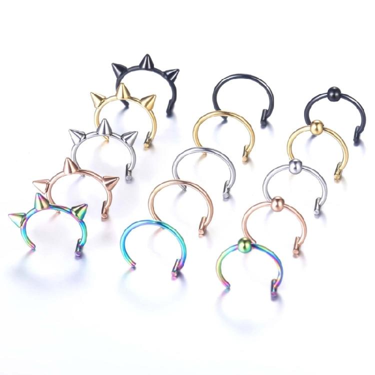 Lip Rings Nose Rings Septum Piercing Clip on Mouth Non Piercing Punk Cuff Hoop
