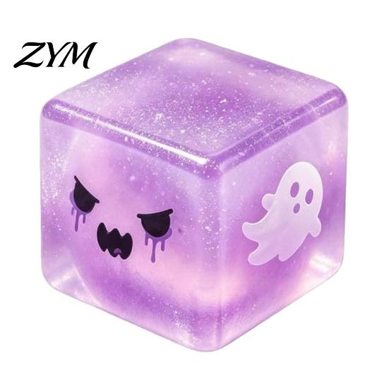 Unique Board Game Dice Accessories Halloween Ghost Squeeze Cube, Glitter Slow Rising Fidget Toy, Rebound Pinch Toys Soft Decompression Sensory Toy for