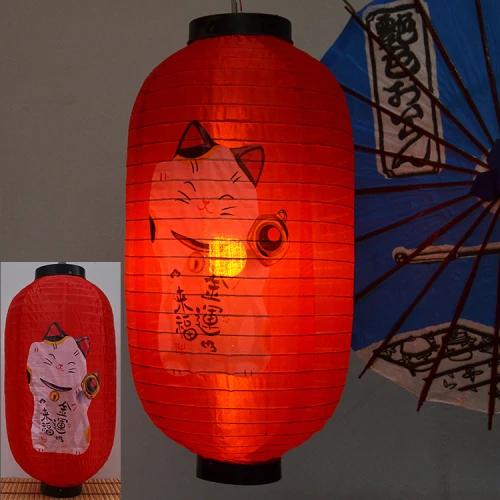 Japanese-style Lucky Cat Waterproof Lanterns Sake Izakaya Sushi Lamian Noodles Cuisine Restaurant Advertising Holiday Decorative