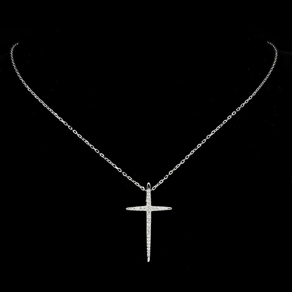 925 Sterling Silver Elegant Zircons Cross Pendant Necklace For Women Men Christian Clavicle Chain Party Jewelry Fine Gifts