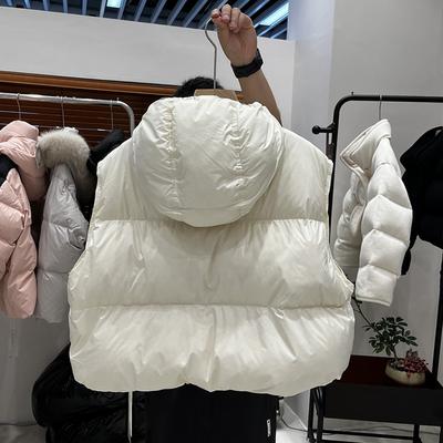 2024 Winter New Hooded Down Jacket Vest Women's Short Loose Outer Wear Vest