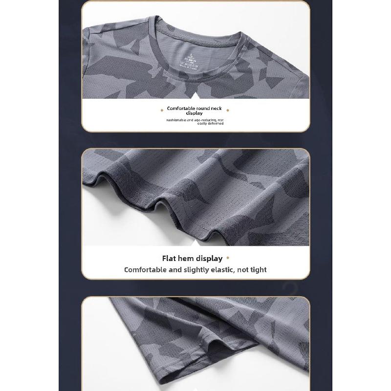Ice silk short-sleeve men's t-shirt, summer loose-fitting, thin, quick-drying sports casual top