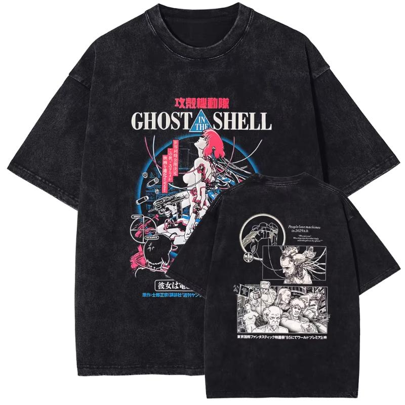 

Anime Ghost In The Shell Kusanagi Motoko Graphic Tshirt Men Vintage Manga T Shirts Casual Loose T-shirt Harajuku Top M