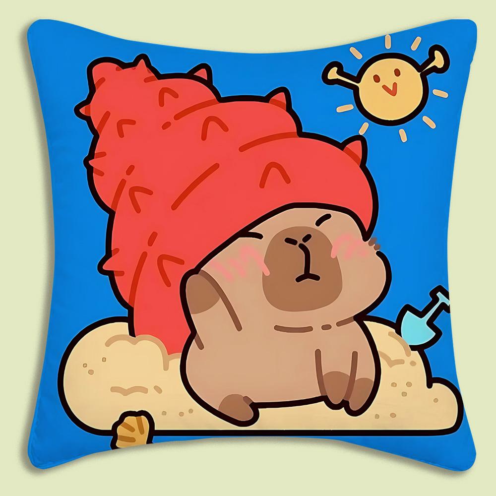 Pillow Covers Cartoon Capybara Sofa Decorative Home Double-sided Printing Short Plush Cute Cushion Cover