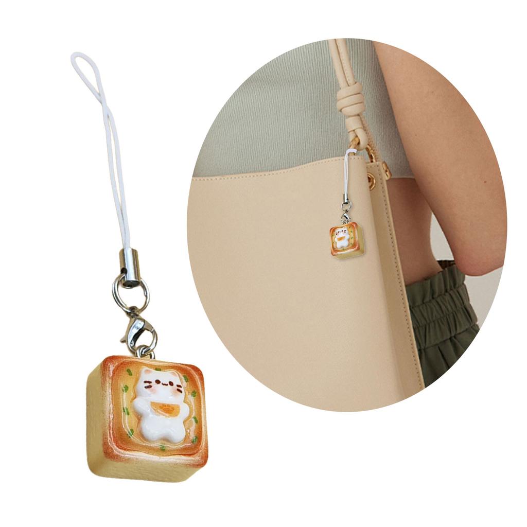 Multipurpose Lovely Cats Bread Keychains Charm Lovely Lanyard Pendant Decoration for Bags and Phones Stylish Outfits