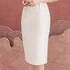 2020 French Socialite Style Square Neck Puff Sleeve High Waist Slimming White Evening Dress