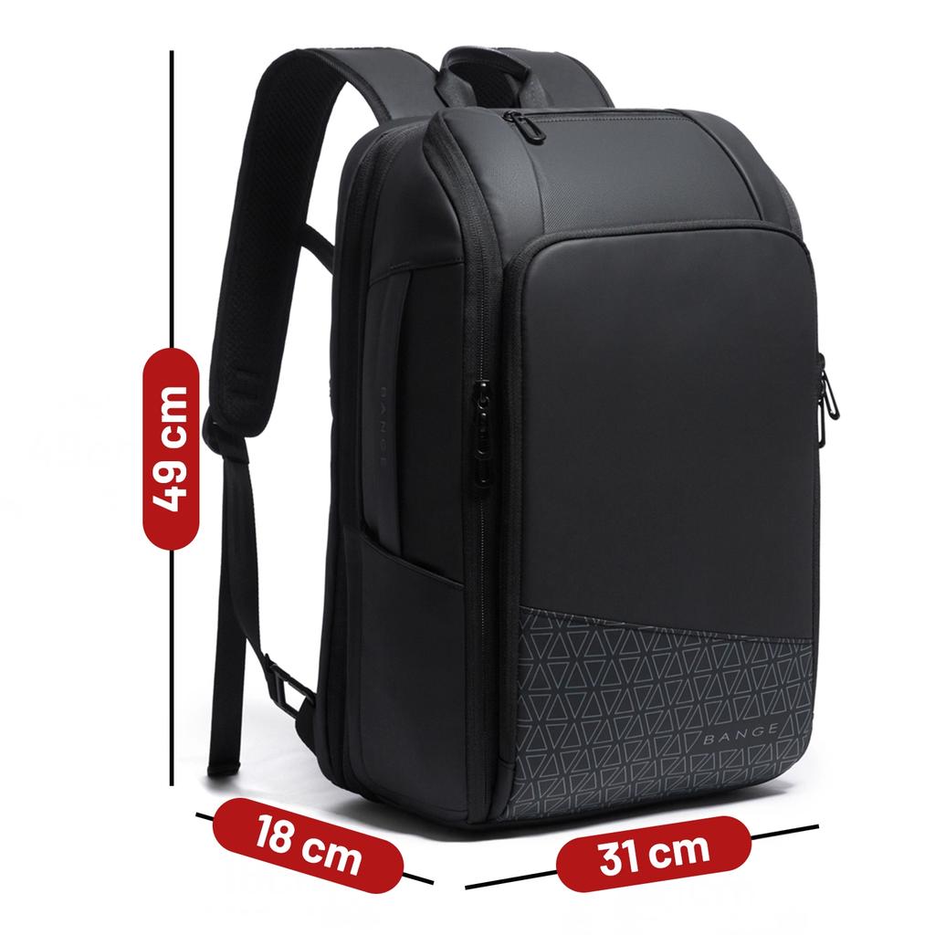Plecak Wodoodporny Bange Na Laptopa 15.6" Miejski Podróżny 49X31X18 Cm Powiększany Do Pracy Samolotu Męski Damski Z Gniazdem Usb Czarny