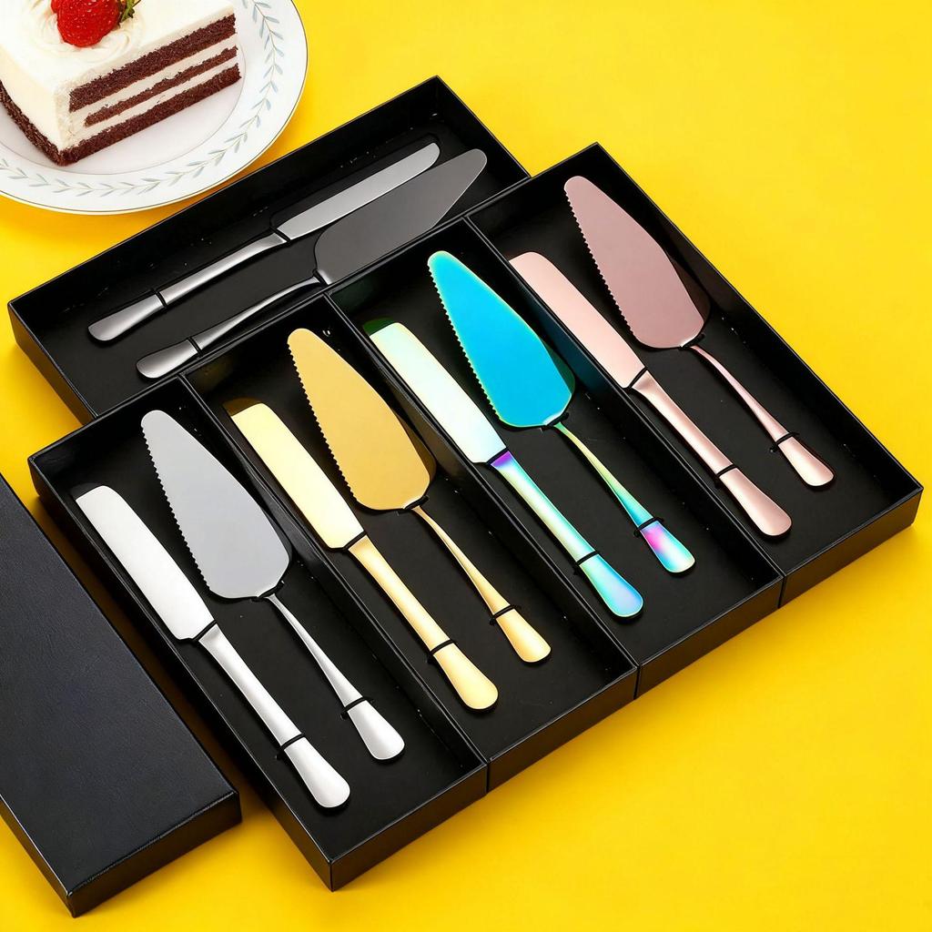 European Style Cake & Pizza Spatula Set - 410 Stainless Steel, Set of 2, Gift Box for Birthday Parties