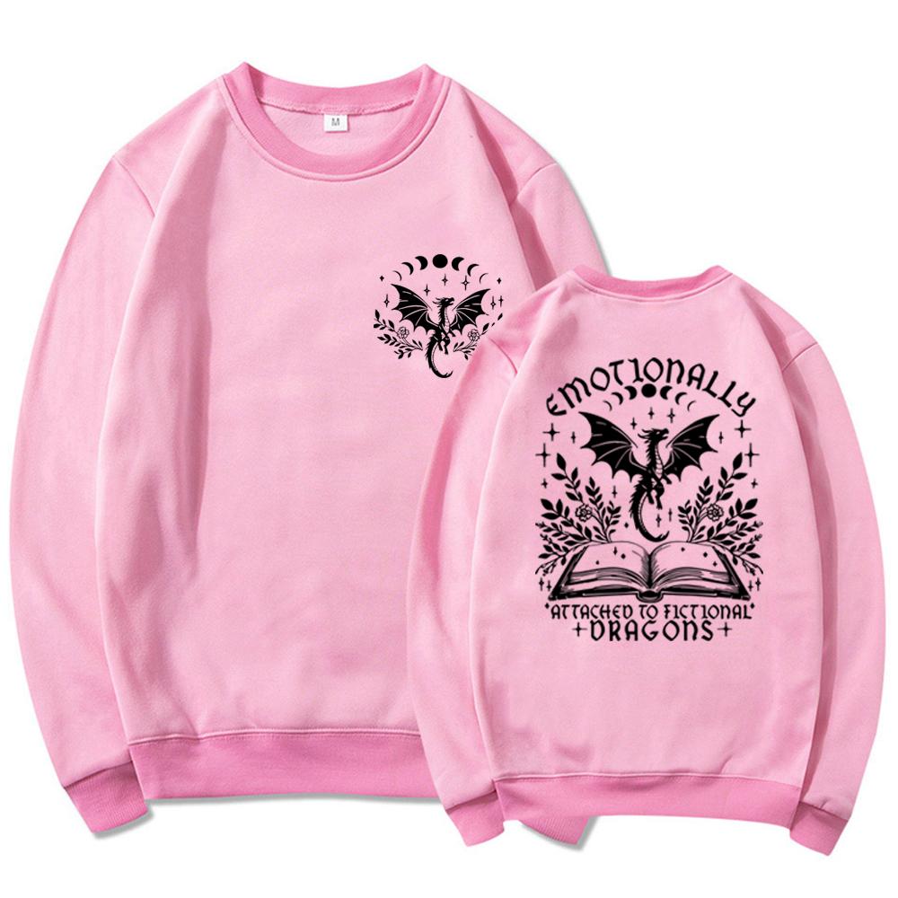 Emotionally Attached To Fictional Dragons Sweatshirt Fourth Wing Dragon Sweatshirt Fantasy Bookish Hoodie Unisex Sweatshirts