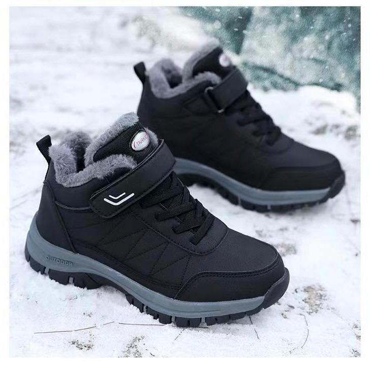 Winter new men's cotton shoes piled thickened non-slip outdoor snow shoes lace-up high-top warm middle-aged and elderly cotton shoes