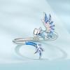 Silver adjustable ring small crystal dragon silver 925