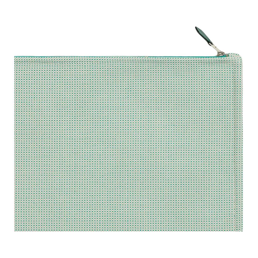 Hermes Bolsa de Mão de Algodão com Logo de Canto Grande para Mulheres Verde Menta H103753M04