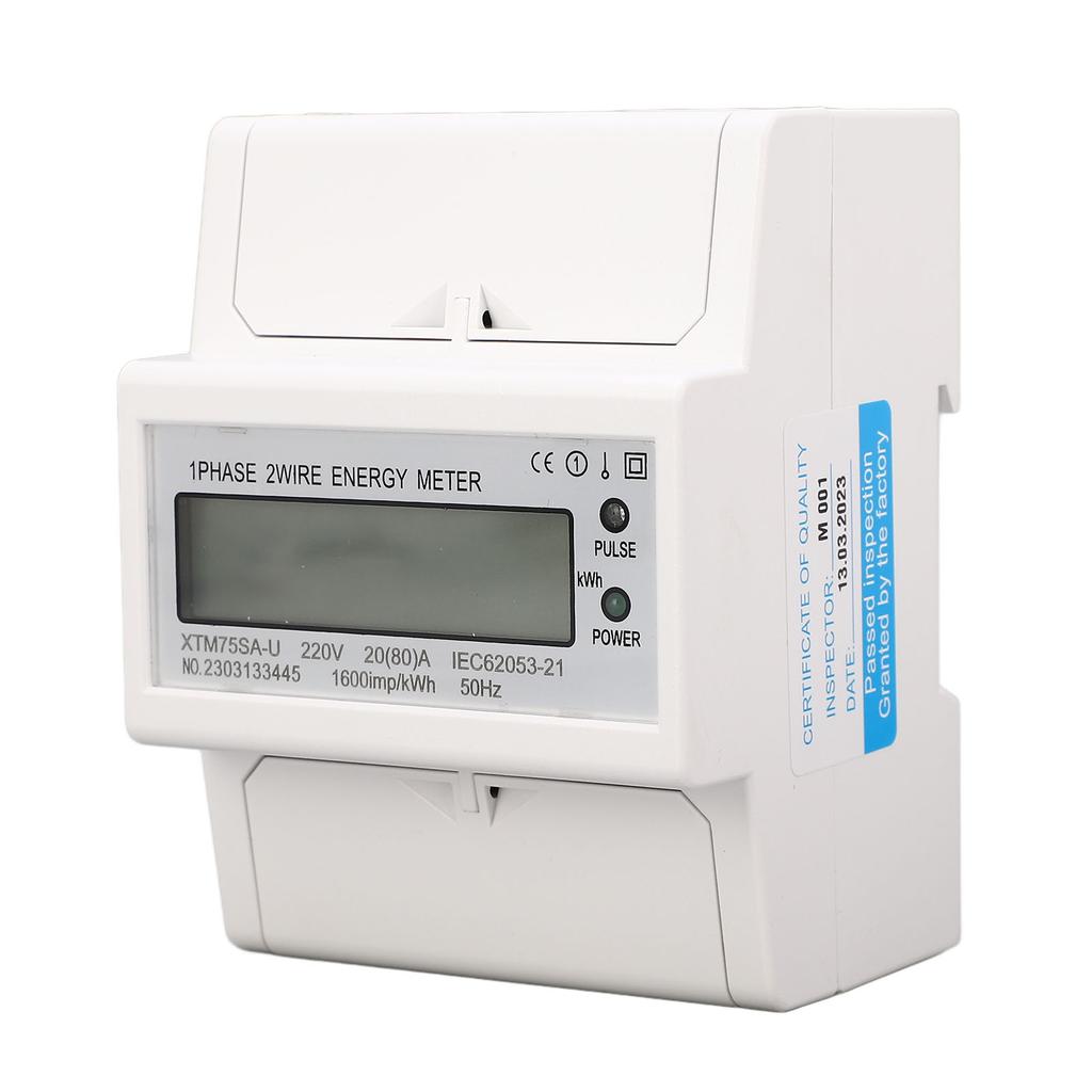 Watt Meter Electricity Usage Monitor Current Voltage Tester 1 Phase 4P LCD Display DIN Rail Mount