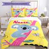 Set Biancheria da Letto Koala Personalizzato con Nome 3 Pezzi Copripiumino Chiusura Include 1 Copripiumino e 2 Federe, Morbido e Confortevole per Tutte le Stagioni.