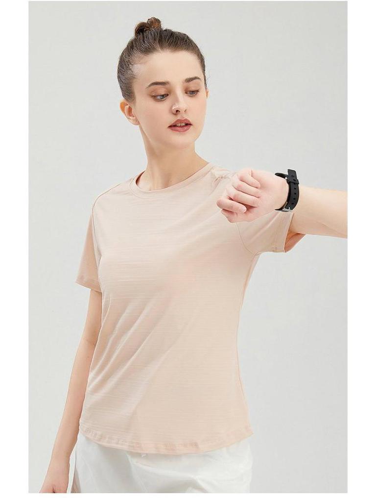 Women's Lightweight Quick-Dry Casual Sports T-shirt - Round Neck, Breathable, Comfortable, Short Sleeve, Customizable.