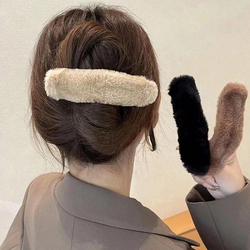 1 Stück Französisch elegantes Temperament, lässiger Stil, Pferdeschwanz-Klammer, Plüsch-Haarspange, große Platte, Haarspange, Kopfschmuck