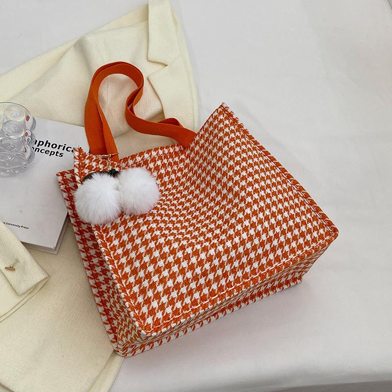 

Большая Холщовая Сумка-Тоут на Плечо с Гусиной Лапкой для Студентов