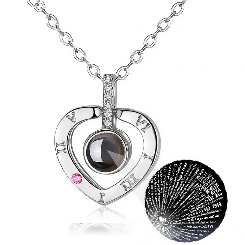 1PC 100 Languages Personalized Anniversary Custom Photo Projection Necklace Wedding Multiple Options Available
