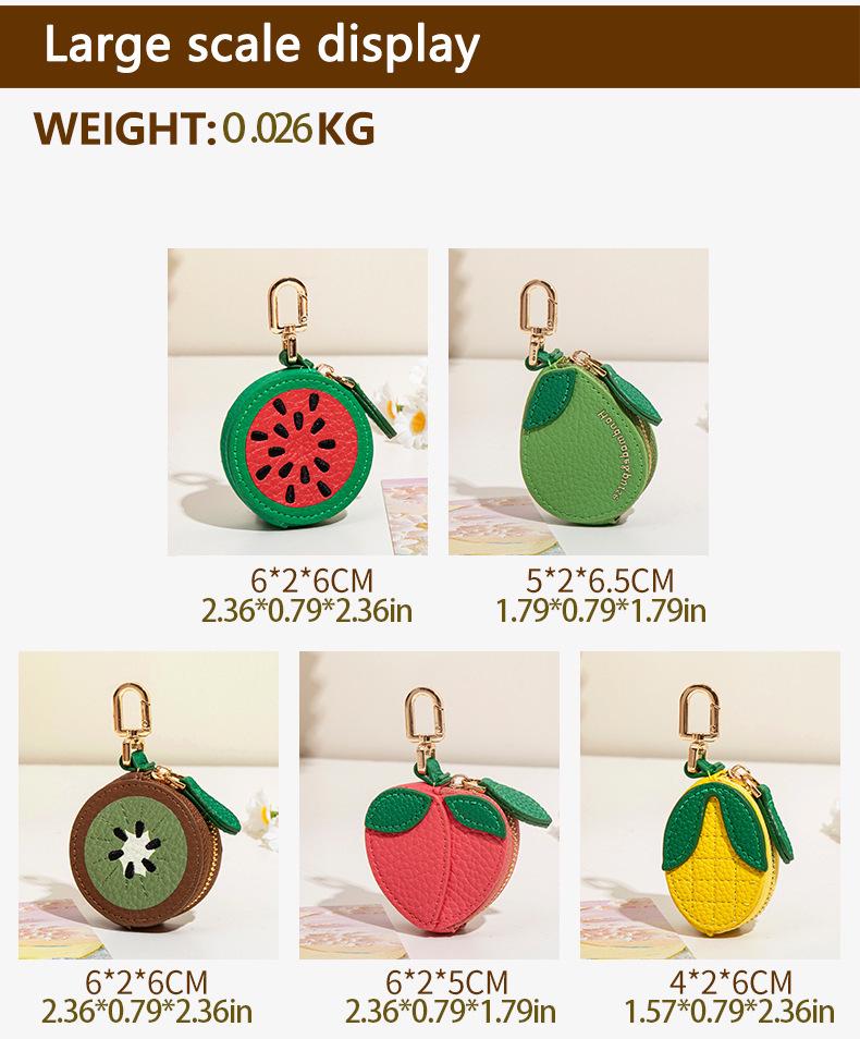 Cross-border Spot Bag Charm: Fruit Series Coin Purse, PU Leather Keychain, Earphone Bag - Small & Cute