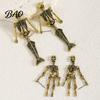 Niche Personalized Jewelry 1 Pair Gothic Skeleton Earrings for Women, Spooky Articulated Skull Dangle Jewelry, Punk Halloween Party Costume