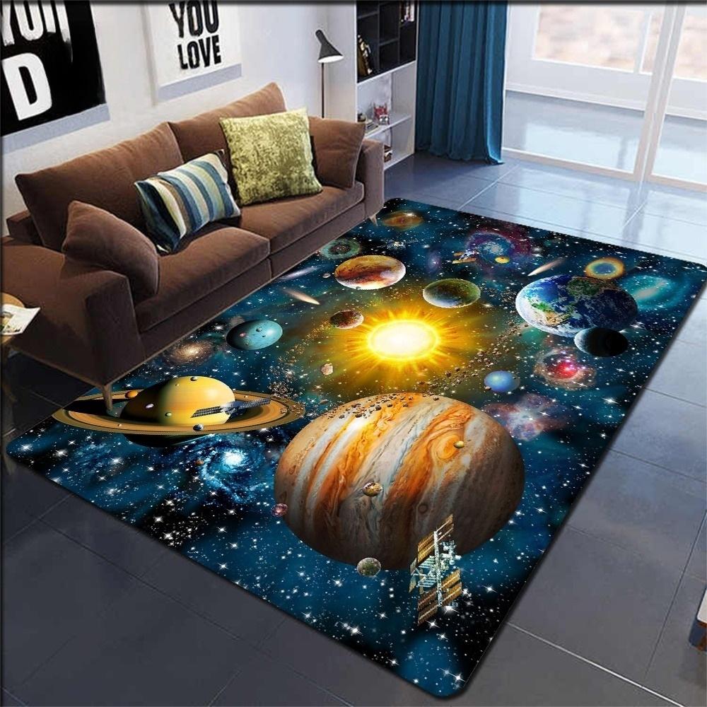 3D Solar System Children's Room Carpet Space Planet Carpet Children's Bedroom Anti-slip Mat Home Decoration Play Crawling Mat