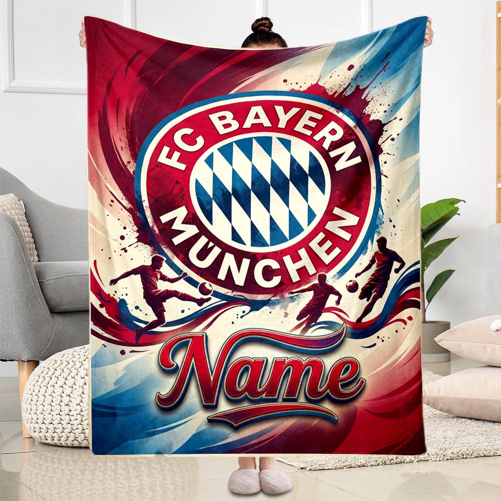Bayern Munich Poster Personalized Name Blanket Throw Personalized Blanket Soft & Cozy Throw For Livingroom Sofa Bed Seaside All-Season Use