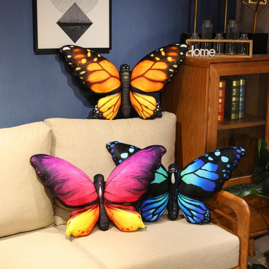 Non-Toxic Colorful 3D Butterfly Pillow Decorative Animal Throw Pillows Print Accent Pillow Stuffed Cushion Bed Bedroom Couch Room Decor