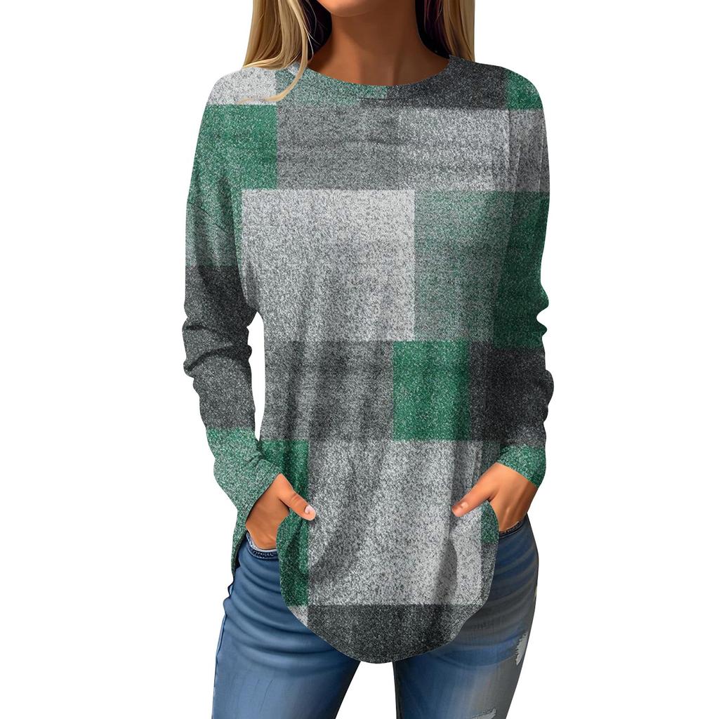 Fashion Women's Casual Long Sleeved Round Neck Printed Tops