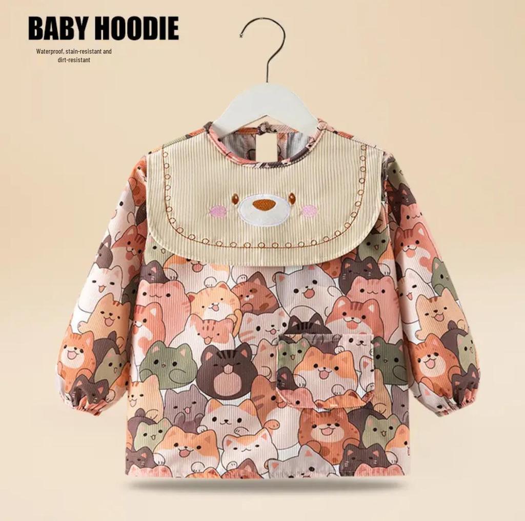 Baby Girl's Reversible Princess Coverall Dress Bib: Waterproof, Stain-Proof for Autumn/Winter