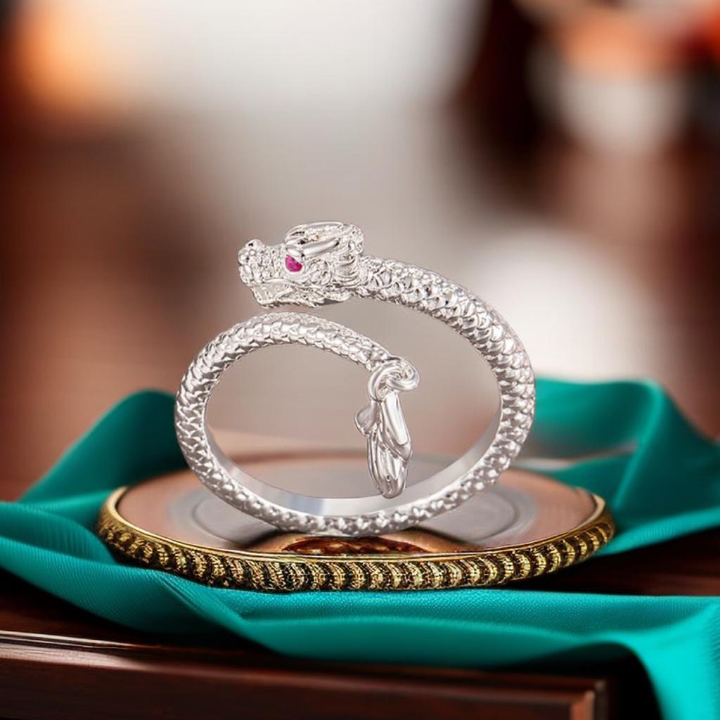Stilvolle Offene Ringe Mode Drachenförmige Ringe für Damen Mädchen Verstellbare Ringe Elegantes Accessoire Schmuckstück für Damen