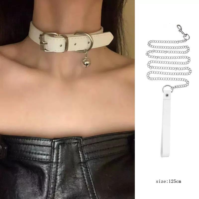 Unisex Leather Punk Chain Choker Necklace: Edgy, High-End Design